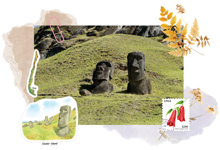 Easter Island, Rapa Nui in Chile. Featuring the sticker from Navy Peony.