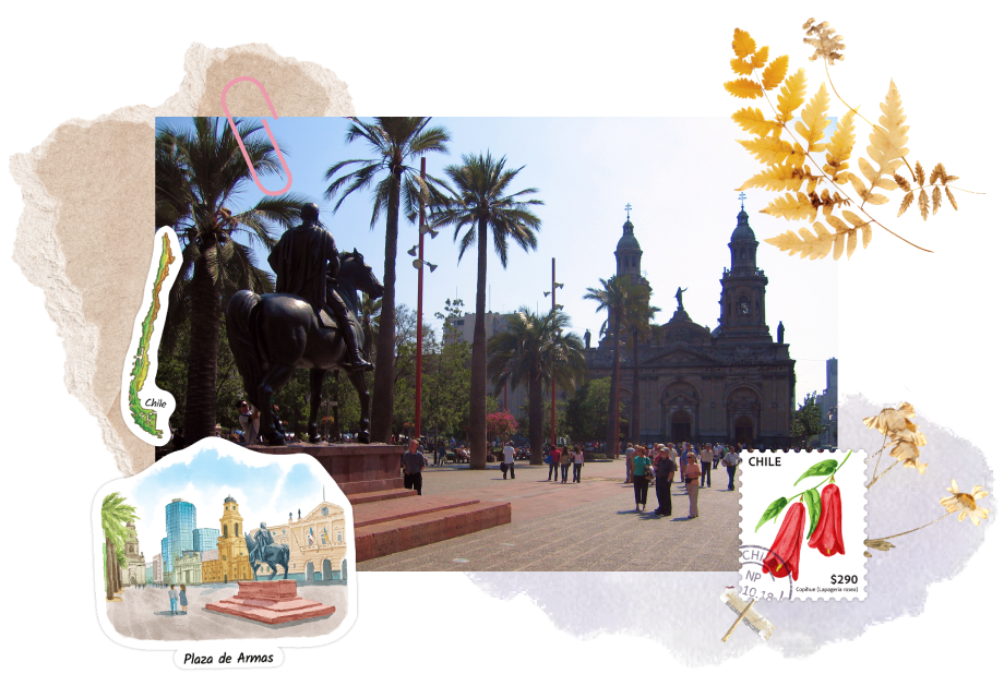 Plaza de Armas in Chile. Featuring the sticker from Navy Peony.