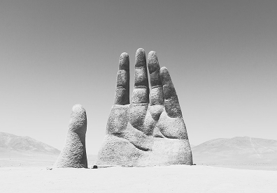 Hand of the Desert in Chile. Sculptor Mario Irarr&aacute;zabal built it in 1992 to represent human loneliness and vulnerability, reaching out of one of the driest places on Earth.