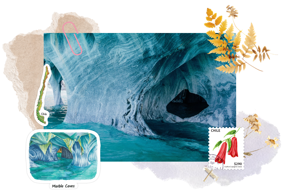 Marble Caves in Chile. Featuring the sticker from Navy Peony.